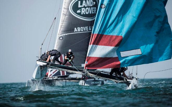 Red Bull Sailing Team finished the day in second position on the Act leaderboard – Extreme Sailing Series © Lloyd Images http://lloydimagesgallery.photoshelter.com/